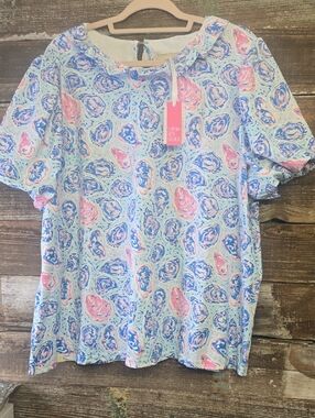 Simply Soithern Blue & Pink Floral Print Women’s Top, Sun Block 50+, Sz XXL, NWT